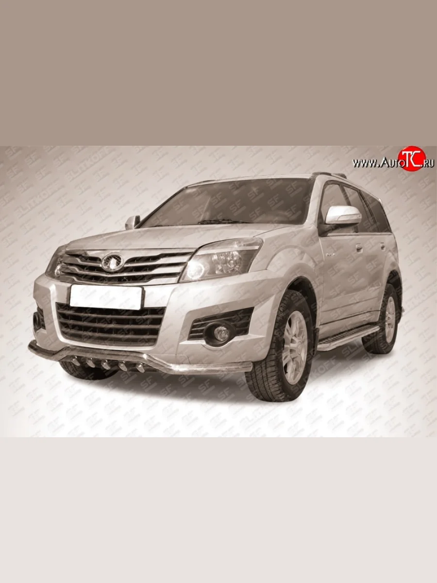 Одинарная защита переднего бампера из трубы диаметром 57 мм с зубьями Slitkoff Great Wall Hover H3  дорестайлинг (2010-2014)  с доставкой в г. Керчь