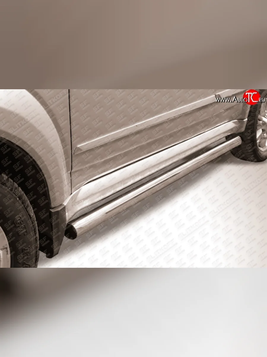 Защита порогов из круглой трубы диаметром 76 мм Slitkoff Great Wall Hover H3  дорестайлинг (2010-2014) (Нержавейка, Полированная)  с доставкой в г. Пермь