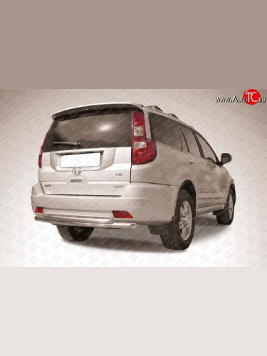 Двойная защита заднего бампера (d57 и 42 мм) Slitkoff (нержавейка полированная) Great Wall Hover H3 (2010-2014)  дорестайлинг