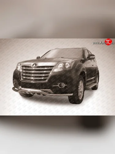 Фигурная защита переднего бампера с зубьями из трубы диаметром 57 мм Slitkoff Great Wall Hover H3 (2014-2016)  рестайлинг