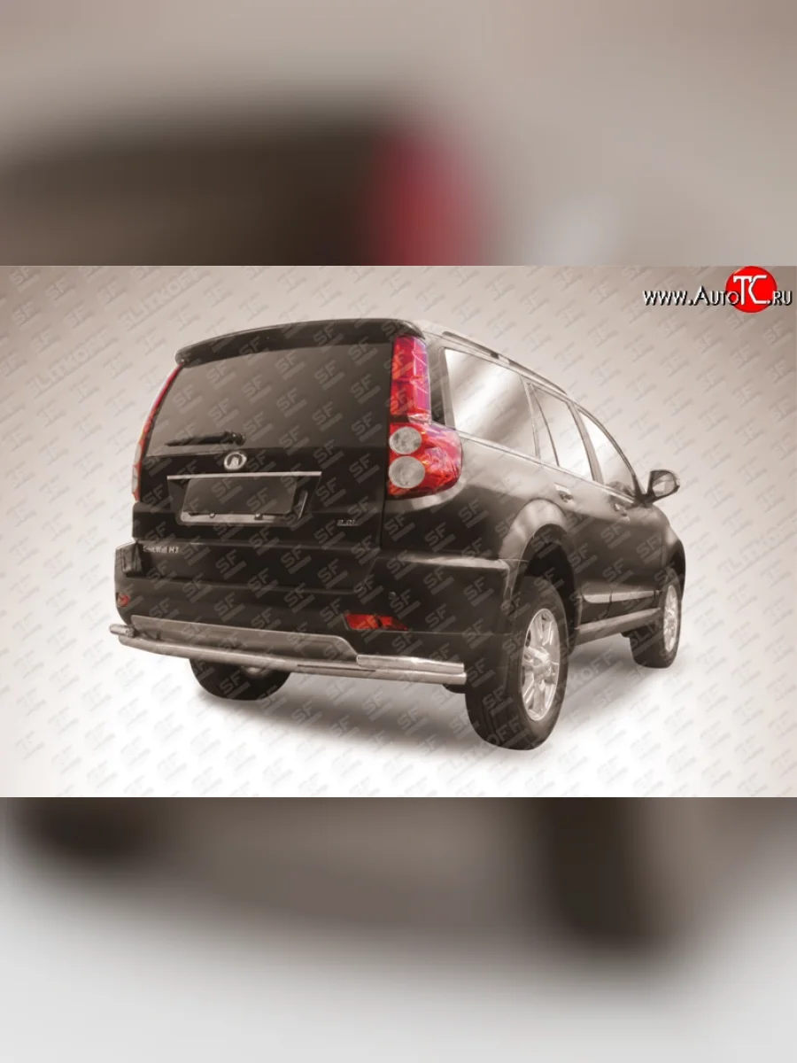 Двойная защита заднего бампера (d57 и 42 мм) Slitkoff  Great Wall Hover H3 (2014-2016) (нержавейка полированная)  с доставкой в г. Пермь