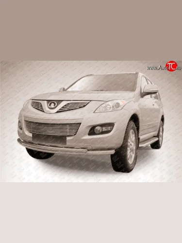 Двойная защита переднего бампера из двух труб диаметром 57 и 42 мм Slitkoff (Нержавейка) Great Wall Hover H5 (2010-2017)