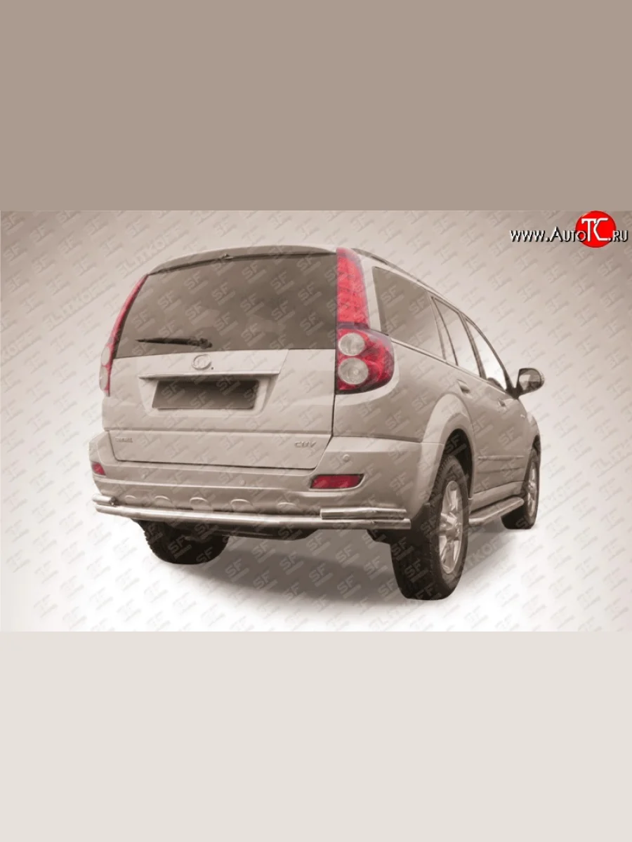 Двойная защита заднего бампера из трёх труб диаметром 57 и 42 мм Slitkoff Great Wall Hover H5 (2010-2017) (Нержавейка, Полированная)  с доставкой в г. Керчь