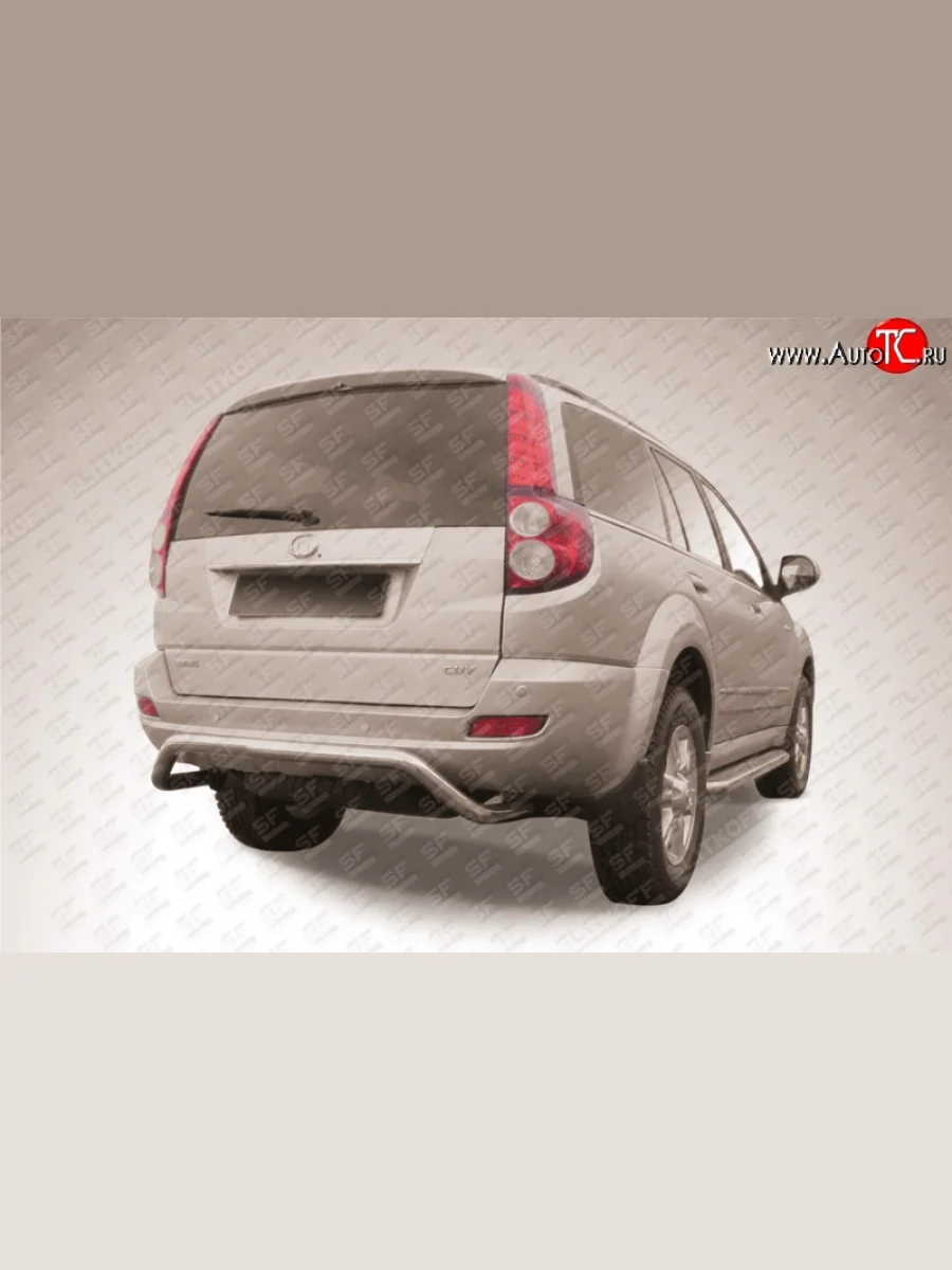 Защита заднего бампера из фигурной трубы диаметром 57 мм Slitkoff Great Wall Hover H5 (2010-2017) (Нержавейка, Полированная)  с доставкой в г. Керчь