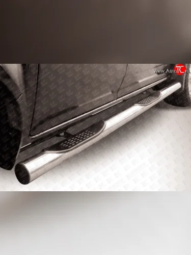 Защита порогов из трубы d76 мм с пластиковыми вставками для ног Slitkoff (Нержавейка) Great Wall Wingle 5 (2011-2017)