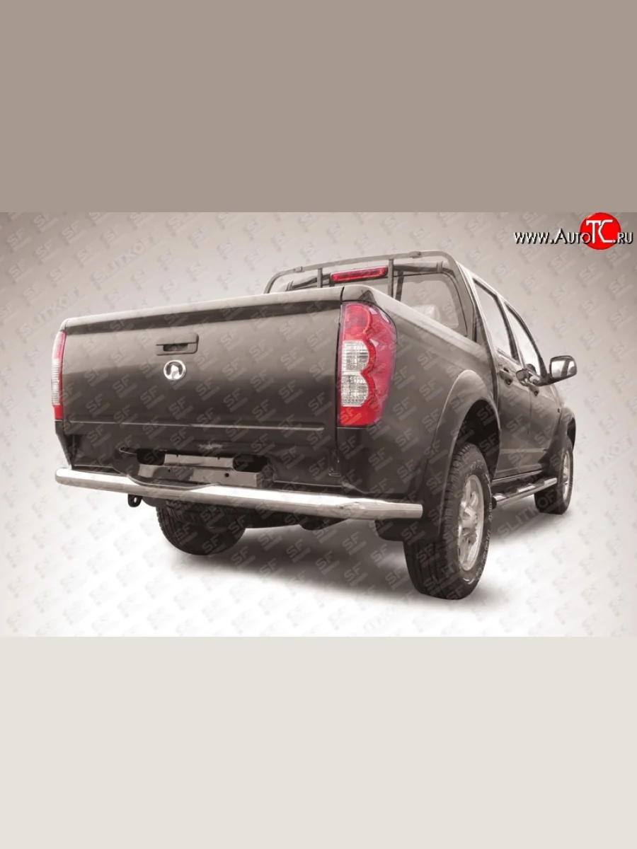 Защита заднего бампера из трубы диаметром 76 мм с пластиковой вставкой Slitkoff Great Wall Wingle 5 (2011-2017) (Нержавейка, Полированная)  в Керчи Республика Крым