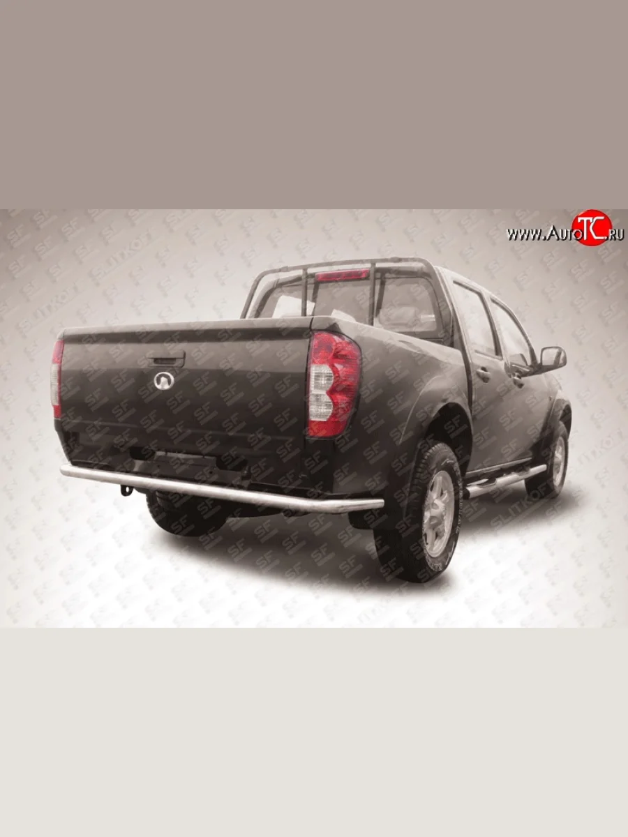 Одинарная защита заднего бампера из трубы диаметром 57 мм Slitkoff Great Wall Wingle 5 (2011-2017) (Нержавейка, Полированная)  в Керчи Республика Крым