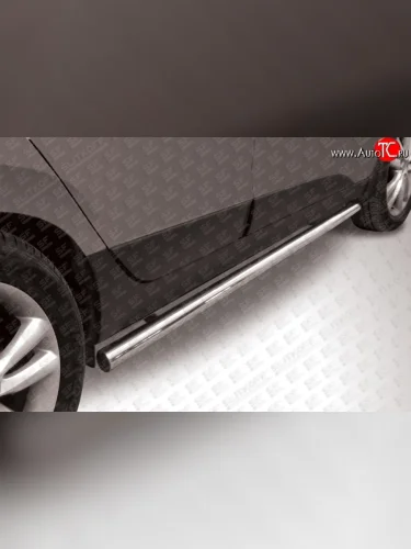 Защита порогов из круглой трубы диаметром 57 мм Slitkoff (Нержавейка) Hyundai IX35 LM дорестайлинг (2009-2013)