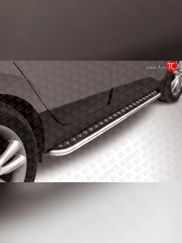 Широкая защита порогов Slitkoff (с листом, усиленная, d57) Hyundai IX35  LM (2009-2018) дорестайлинг, рестайлинг