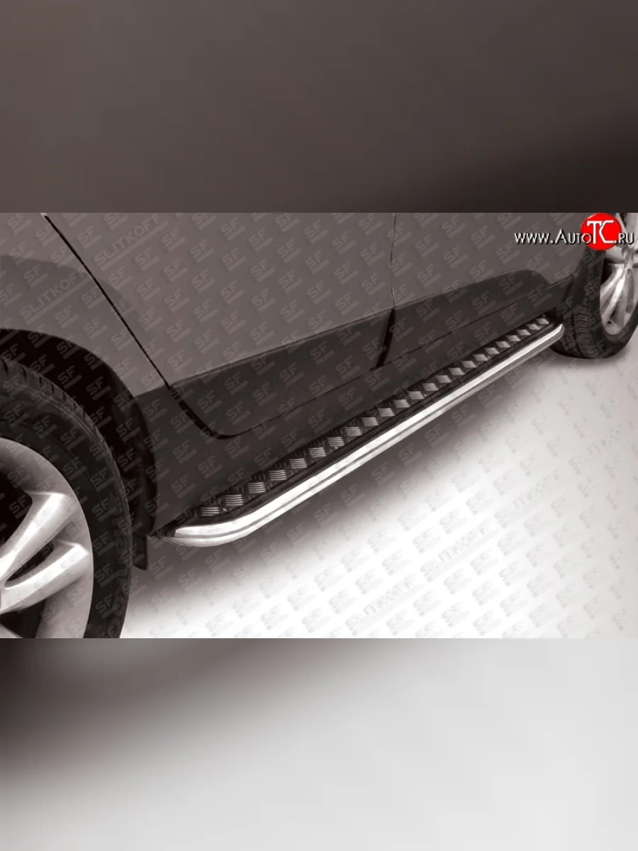 Широкая защита порогов Slitkoff (с листом, усиленная, d57) Hyundai IX35 LM дорестайлинг (2009-2013)  в Керчи Республика Крым