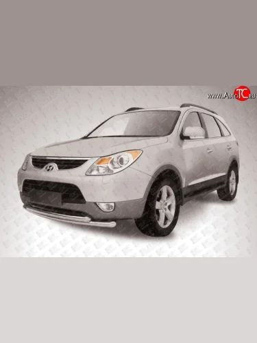 Двойная защита переднего бампера из труб диаметрами по 57 мм Slitkoff (Нержавейка) Hyundai IX55  EN (2006-2013)