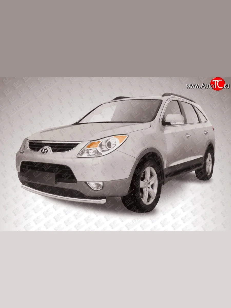 Одинарная защита переднего бампера из трубы диаметром 57 мм Slitkoff  Hyundai IX55 (2006-2013) EN (Нержавейка, Полированная)  в Самаре Самарской области