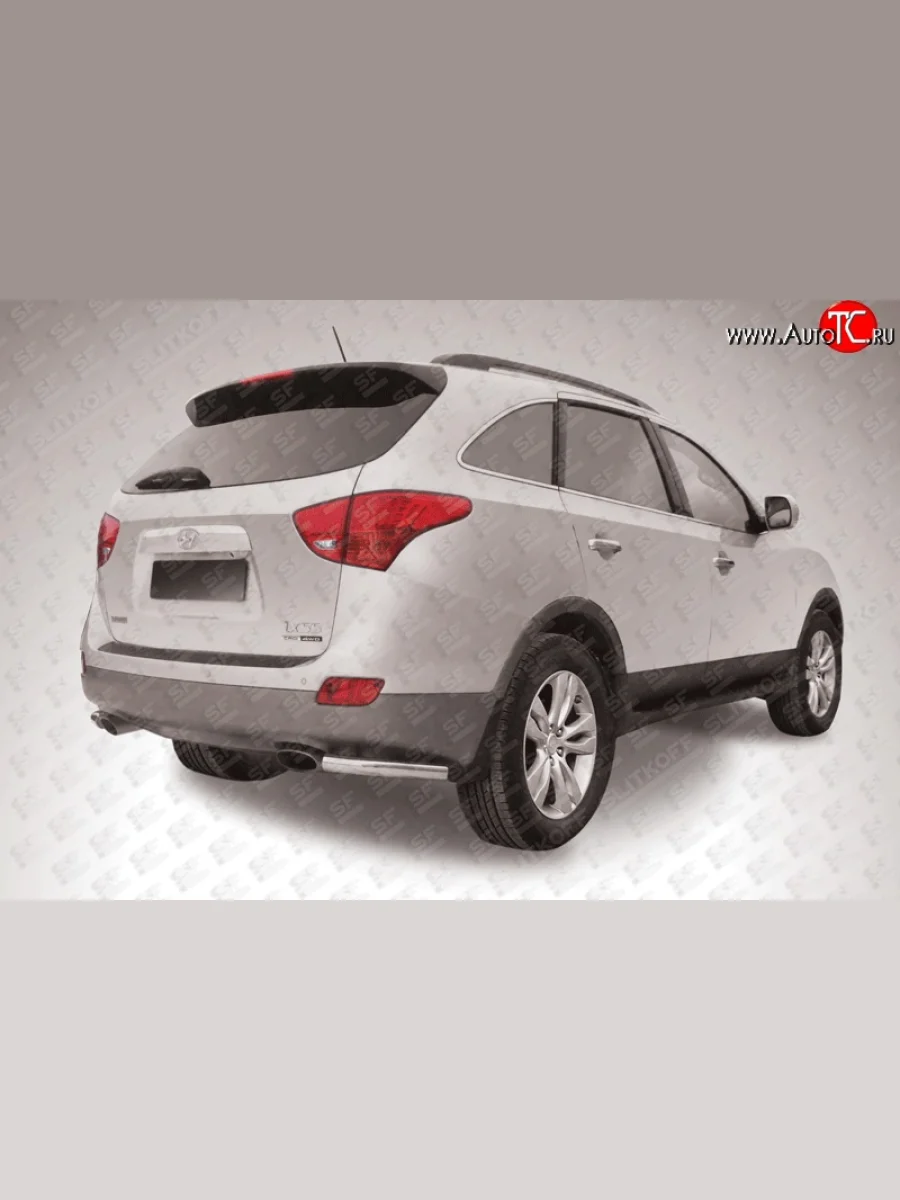 Защита заднего бампера из двух боковых уголков диаметром 57 мм Slitkoff Hyundai IX55 EN (2006-2013) (Нержавейка, Полированная)  в Керчи Республика Крым