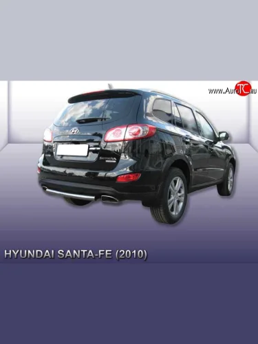 Защита заднего бампера из короткой трубы диаметром 57 мм Slitkoff (Нержавейка) Hyundai Santa Fe  CM (2009-2012) рестайлинг