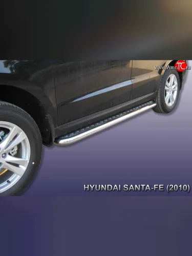 Широкая защита порогов Slitkoff Hyundai Santa Fe  CM (2009-2012) рестайлинг
