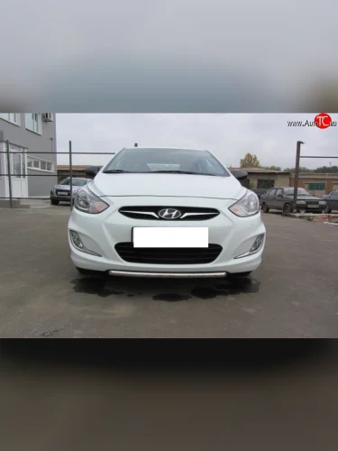 Защита переднего бампера Slitkoff (Ø 42 мм) Hyundai Solaris RBr хэтчбэк дорестайлинг (2010-2014) (Нержавеющая сталь)