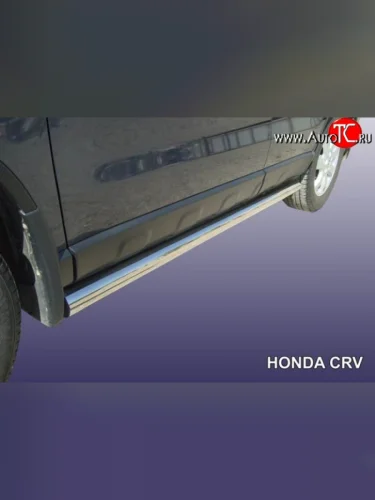 Защита порогов из круглой трубы диаметром 76 мм Slitkoff (Нержавейка) Honda CR-V  RE1,RE2,RE3,RE4,RE5,RE7 (2009-2012) рестайлинг
