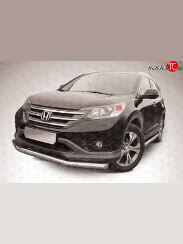 Одинарная защита переднего бампера диаметром 76 мм Slitkoff (Нержавейка) Honda CR-V  RM1,RM3,RM4 (2012-2015) дорестайлинг