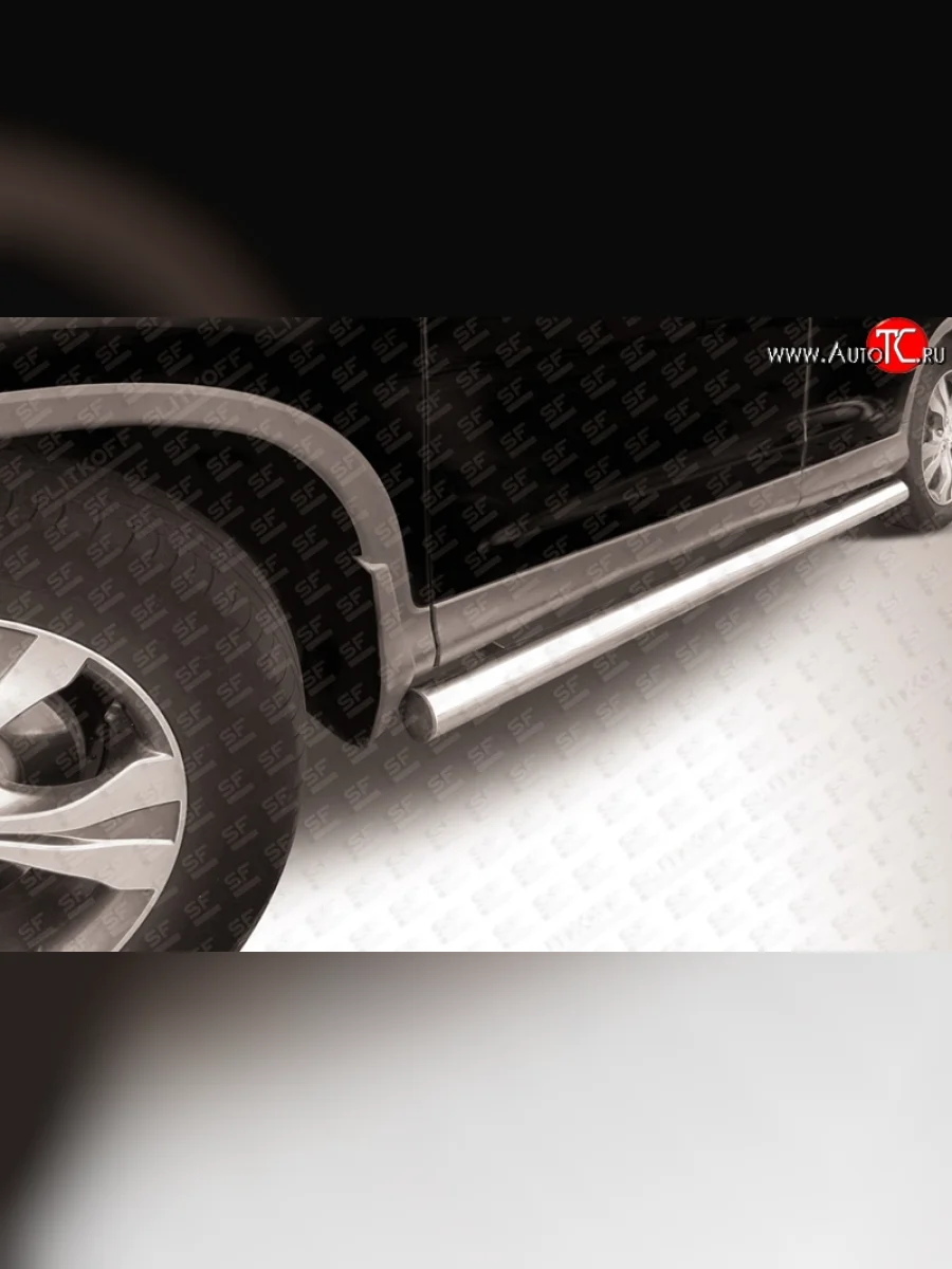 Защита порогов из круглой трубы диаметром 76 мм Slitkoff Honda CR-V RM1,RM3,RM4 дорестайлинг (2012-2015) (Нержавейка, Полированная)  в Керчи Республика Крым