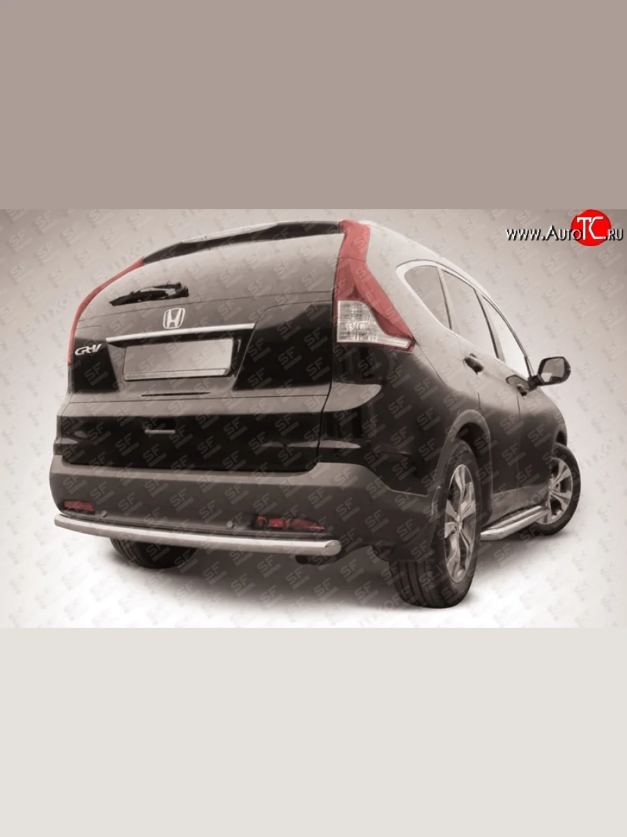 Защита заднего бампера из трубы диаметром 57 мм Slitkoff Honda CR-V RM1,RM3,RM4 дорестайлинг (2012-2015) (Нержавейка, Полированная)  в Керчи Республика Крым