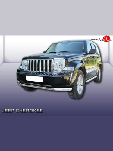 Одинарная защита переднего бампера диаметром 76 мм Slitkoff (Нержавейка) Jeep Liberty  KK (2007-2013)