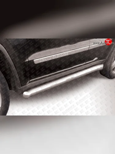 Защита порогов из круглой трубы диаметром 76 мм с загнутыми краями Slitkoff (Нержавейка) Jeep Grand Cherokee WK2 дорестайлинг (2010-2013)