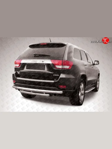 Двойная защита заднего бампера из труб диаметрами по 57 мм Slitkoff (Нержавейка) Jeep Grand Cherokee  WK2 (2010-2013) дорестайлинг