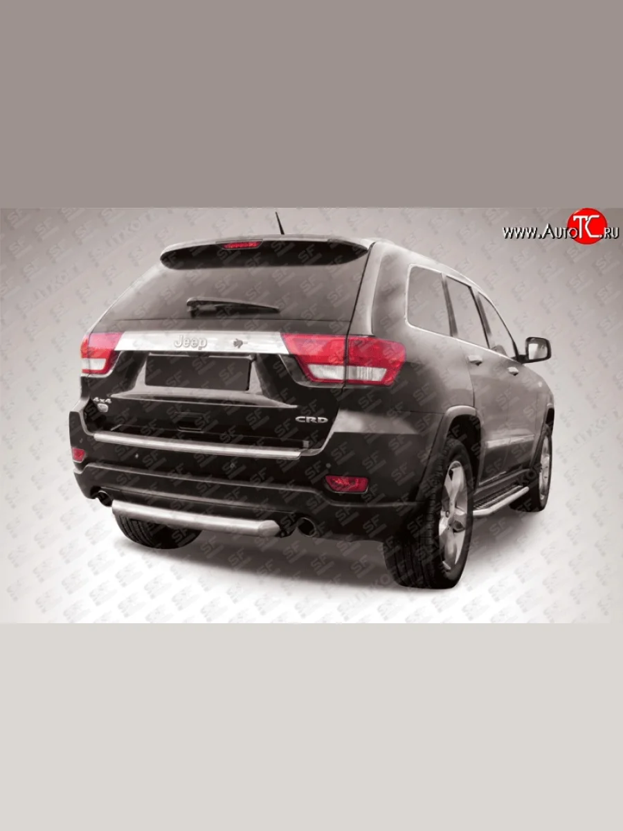 Защита заднего бампера из короткой трубы диаметром 76 мм Slitkoff Jeep Grand Cherokee WK2 дорестайлинг (2010-2013) (Нержавейка, Полированная)  в Керчи Республика Крым