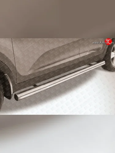 Защита порогов из круглой трубы диаметром 76 мм Slitkoff (Нержавейка) KIA Sportage  3 SL (2010-2016) дорестайлинг, рестайлинг