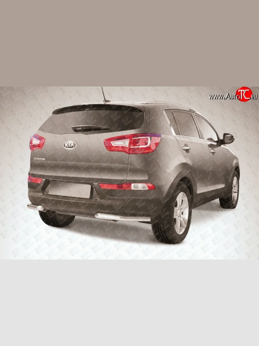 Защита заднего бампера из двух боковых уголков диаметром 57 мм Slitkoff  KIA Sportage (2010-2016) 3 SL (Нержавейка, Полированная)  в Самаре Самарской области