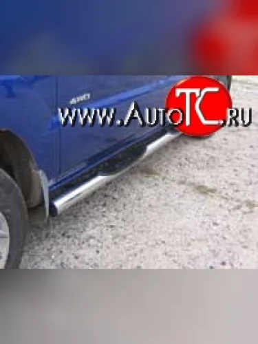 Защита порогов из трубы d76 мм с пластиковыми вставками для ног Slitkoff (Нержавейка) KIA Sportage  2 JE,KM (2008-2010)  рестайлинг