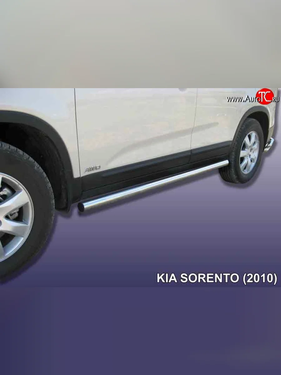 Защита порогов из круглой трубы диаметром 57 мм Slitkoff KIA Sorento XM дорестайлинг (2009-2012) (Нержавейка, Полированная)  в Керчи Республика Крым