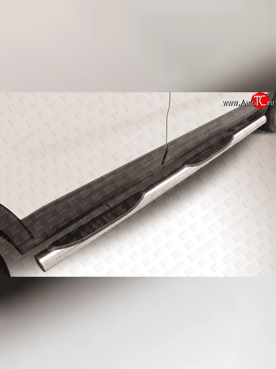 Защита порогов из трубы d76 мм с пластиковыми вставками для ног Slitkoff KIA Sorento XM рестайлинг (2012-2015) (Нержавейка, Полированная)  в Керчи Республика Крым