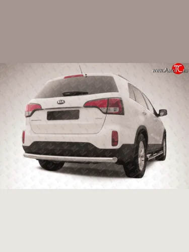 Одинарная защита заднего бампера из трубы диаметром 76 мм Slitkoff (Нержавейка) KIA Sorento XM рестайлинг (2012-2015)