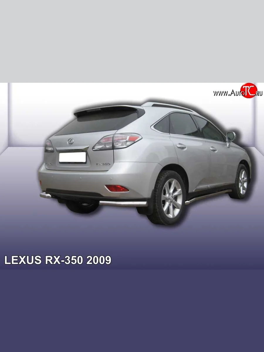 Защита заднего бампера из двух боковых уголков диаметром 76 мм Slitkoff Lexus RX350 AL10 дорестайлинг (2008-2012) (Нержавейка, Полированная)  с доставкой в г. Керчь