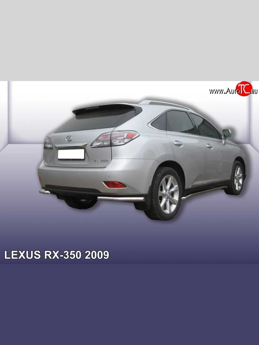 Защита заднего бампера из двух боковых уголков диаметром 57 мм Slitkoff Lexus RX350 AL10 дорестайлинг (2008-2012) (Нержавейка, Полированная)  с доставкой в г. Керчь