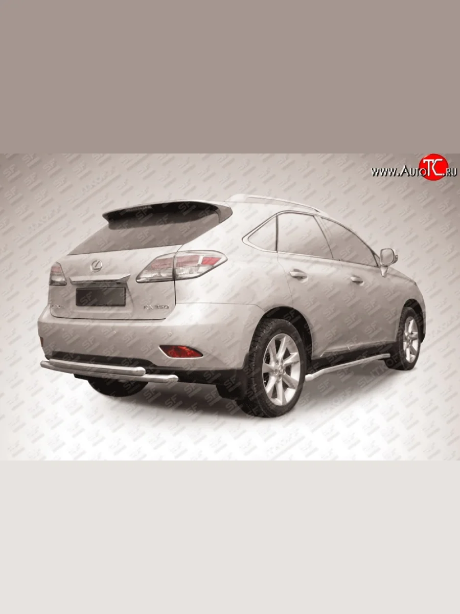 Двойная защита заднего бампера из труб диаметрами по 57 мм Slitkoff Lexus RX350 AL10 рестайлинг (2012-2015) (Нержавейка, Полированная)  в Керчи Республика Крым