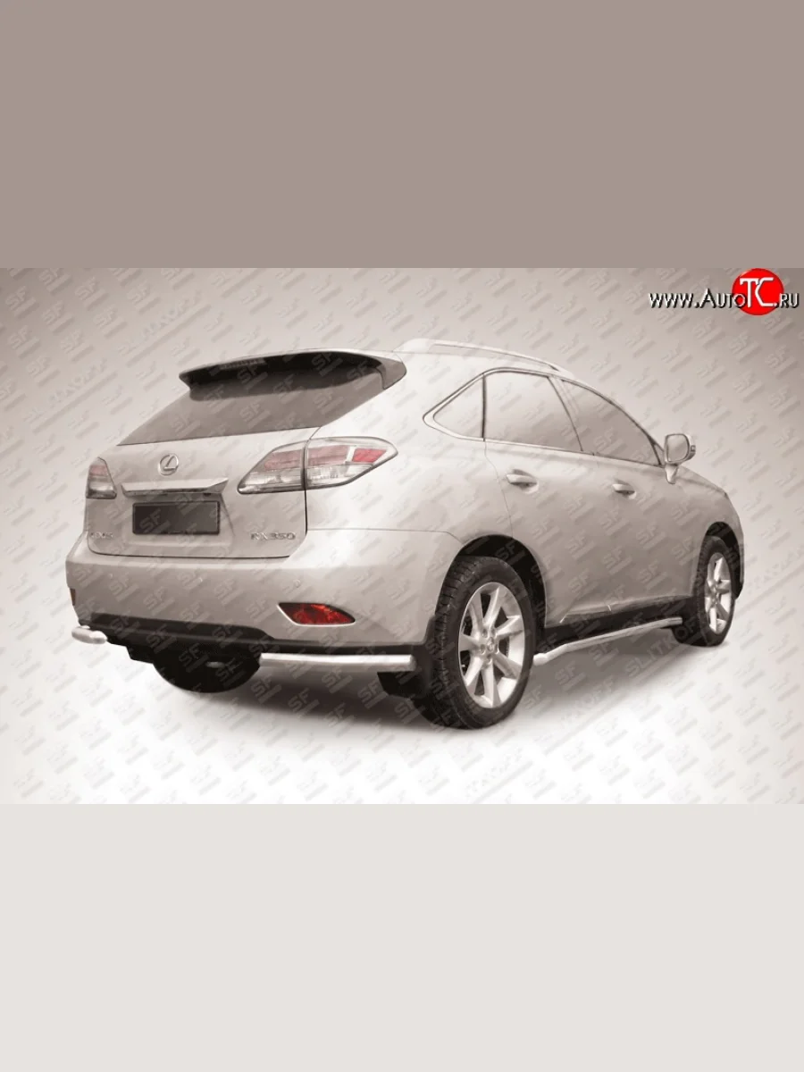 Защита заднего бампера из двух боковых уголков диаметром 57 мм Slitkoff Lexus RX350 AL10 рестайлинг (2012-2015) (Нержавейка, Полированная)  в Керчи Республика Крым