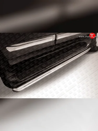 Защита штатных порогов из круглой трубы диаметром 57 мм Slitkoff (Нержавейка) Lexus LX570 J200 1-ый рестайлинг (2012-2015)