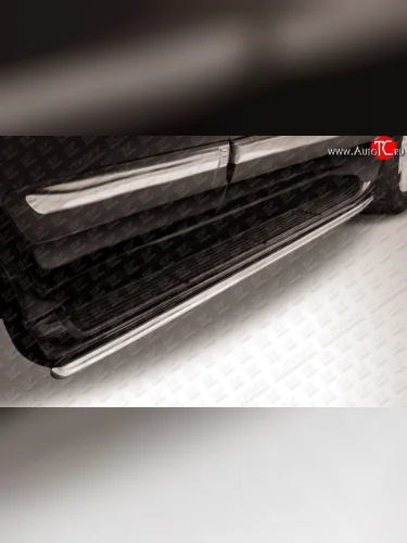 Защита штатных порогов из круглой трубы диаметром 42 мм Slitkoff (Нержавейка) Lexus LX570 J200 1-ый рестайлинг (2012-2015)