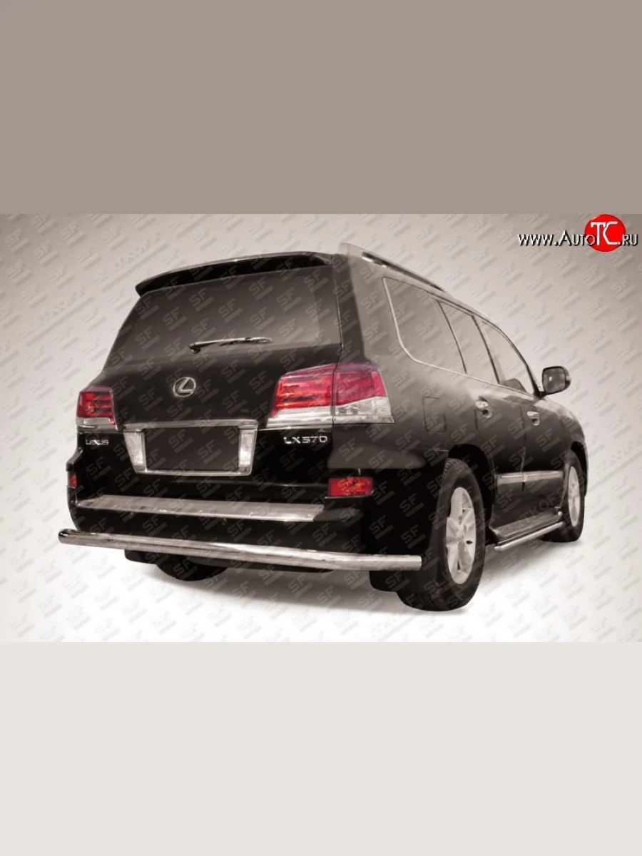 Защита заднего бампера из длинной трубы диаметром 76 мм Slitkoff Lexus LX570 J200 1-ый рестайлинг (2012-2015) (Нержавеющая сталь)  с доставкой в г. Керчь