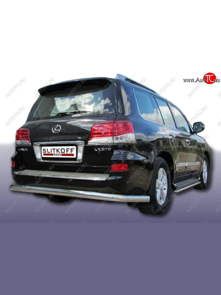 Защита заднего бампера Slitkoff (Ø 76 мм) Lexus LX570 J200 1-ый рестайлинг (2012-2015) (Нержавеющая сталь)  в Керчи Республика Крым