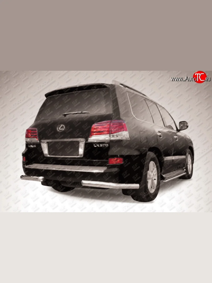 Защита заднего бампера из двух боковых уголков диаметром 76 мм Slitkoff Lexus LX570 J200 1-ый рестайлинг (2012-2015) (Нержавейка, Полированная)  с доставкой в г. Пермь