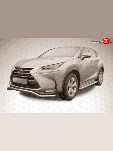 Фигурная защита переднего бампера диаметром 57 мм Slitkoff (Нержавейка) Lexus NX300h  Z10 (2014-2017) дорестайлинг