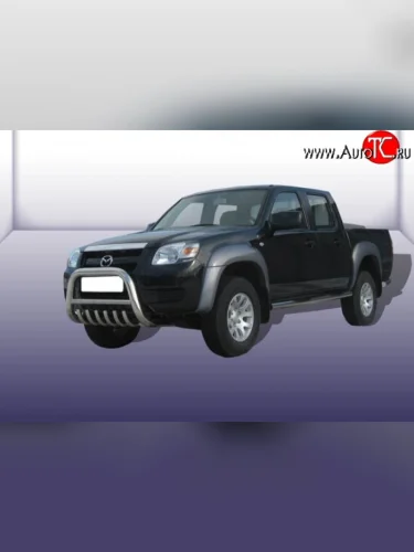 Усиленная защита переднего бампера с защитой картера Slitkoff (Нержавейка) Mazda BT-50 (2006-2011)