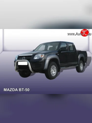 Усиленная защита переднего бампера из трубы диаметром 76 мм Slitkoff (Нержавейка) Mazda BT-50 (2006-2011)