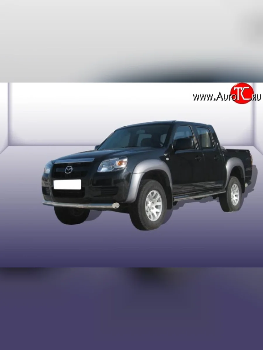 Одинарная защита переднего бампера диаметром 76 мм Slitkoff Mazda BT-50 (2006-2011) (Нержавейка, Полированная)  в Самаре Самарской области