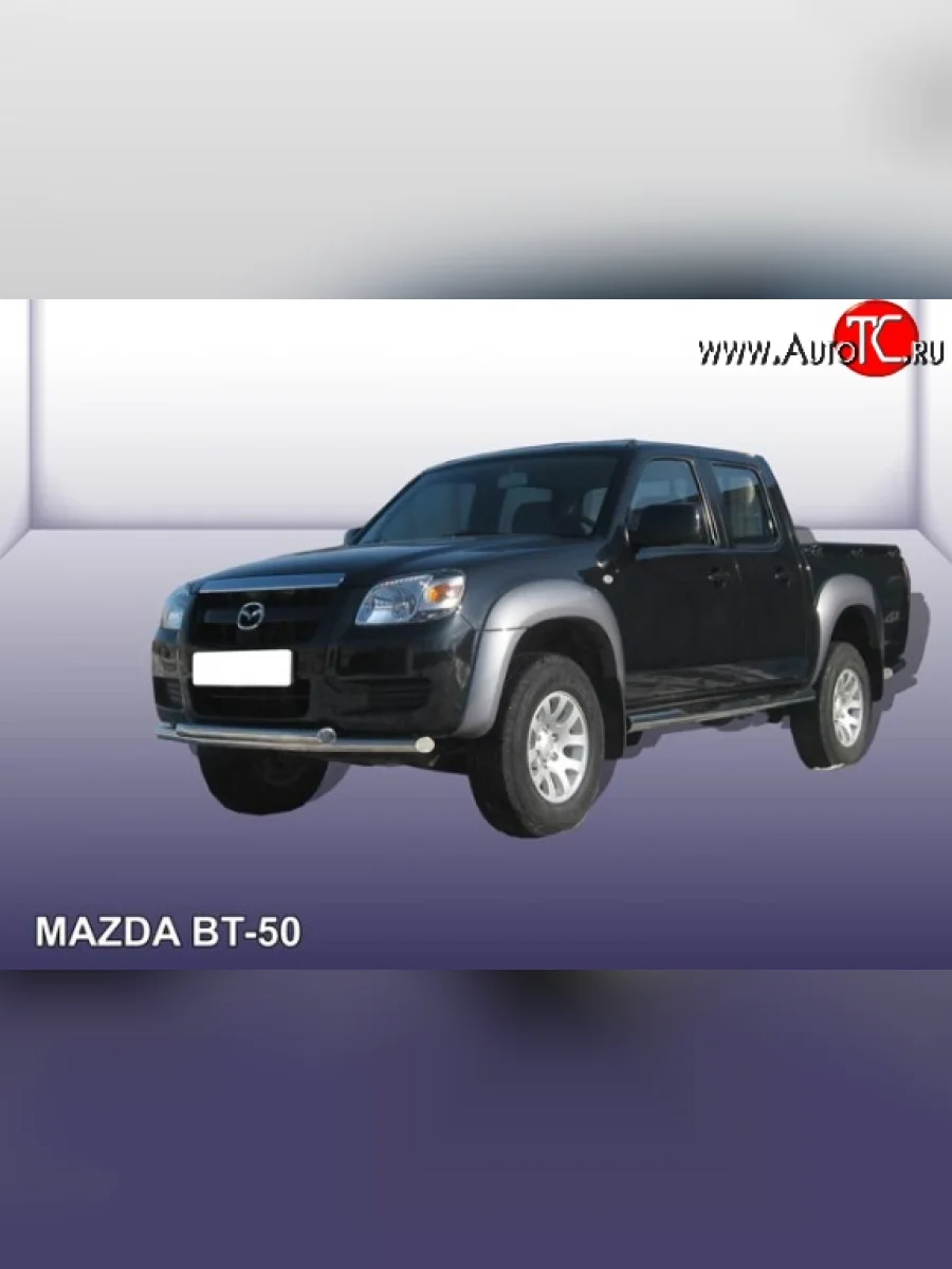 Двойная защита переднего бампера из труб диаметрами по 57 мм Slitkoff Mazda BT-50 (2006-2011) (Нержавейка, Полированная)  в Самаре Самарской области