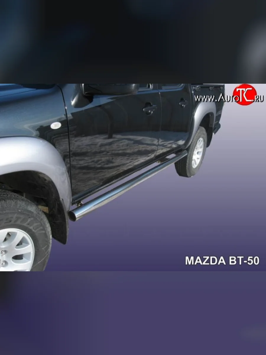 Защита порогов из круглой трубы диаметром 57 мм Slitkoff Mazda BT-50 (2006-2011) (Нержавейка, Полированная)  в Керчи Республика Крым