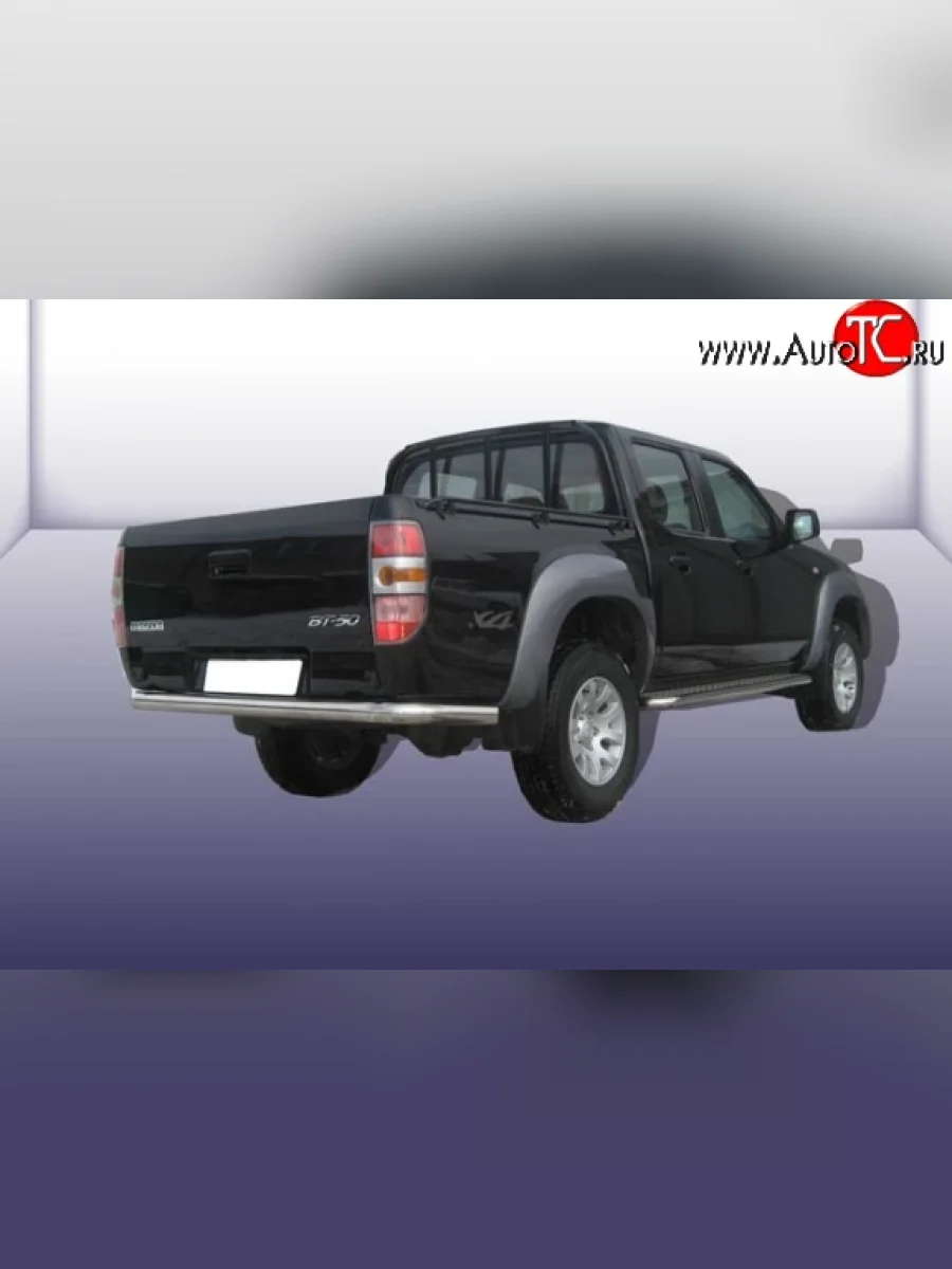 Одинарная защита заднего бампера из трубы диаметром 76 мм Slitkoff  Mazda BT-50 (2006-2011) (Нержавейка, Полированная)  в Самаре Самарской области